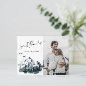 Elegante Wasserfarbengebirge Danke Foto Postkarte (Stehend Vorderseite)