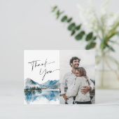 Elegante Wasserfarbengebirge Danke Foto Postkarte (Stehend Vorderseite)