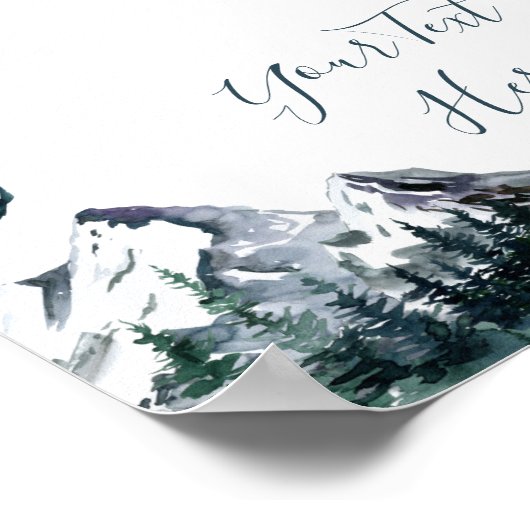 Elegante Wasserfarbengebirge Waldlandschaft Poster (Ecke)