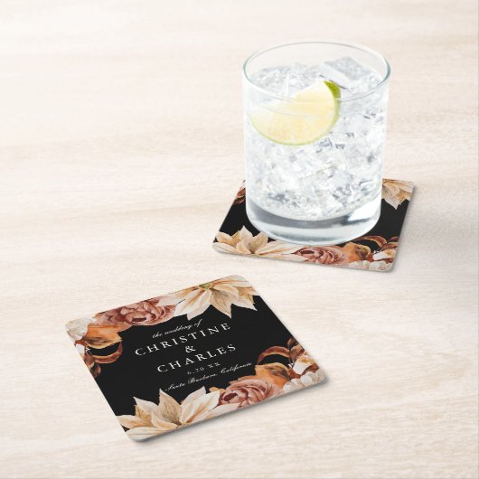 Elegante Wasserfarbenhochzeit im Herbst Rechteckiger Pappuntersetzer (Vor Ort)