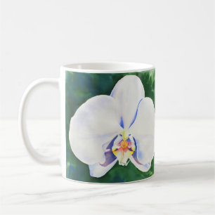 Elegante Wasserfarbenmalerei des Orchideen Kaffeetasse