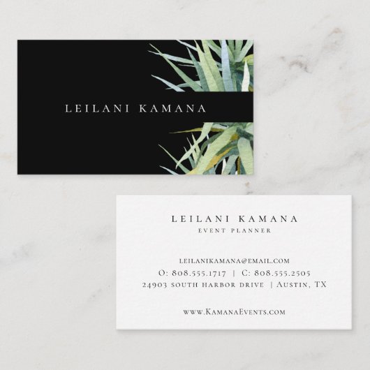 Elegante Wasserfarbenpalmen Visitenkarte (Vorne/Hinten)