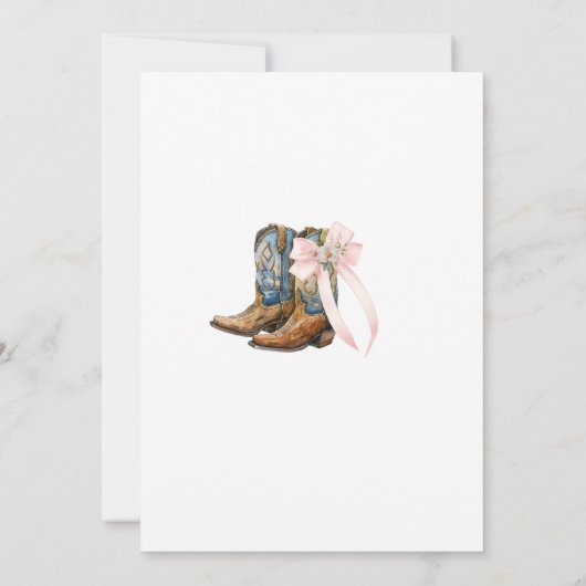 Elegante Wasserfarbenstiefel oder Bows Babydusche Einladung (Rückseite)