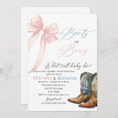 Elegante Wasserfarbenstiefel oder Bows Babydusche Einladung (Vorne/Hinten)