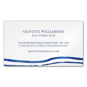 Elegante Wasserfarbenwellen Navy Blue Magnetische Visitenkarte