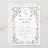 Elegante Wasserfarbenwelt Wildblume Hochzeit Save The Date (Vorderseite)