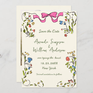 Elegante Wasserfarbenwelt Wildblume Hochzeit Save The Date