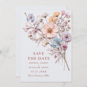Elegante Wasserfarbenwelt Wildblume Hochzeit Save The Date