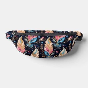 Elegante Wasserfarbfedern Navyblau Pink und Tee Bauchtasche