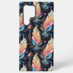 Elegante Wasserfarbfedern Navyblau Rosa und Tee Samsung Galaxy Hülle