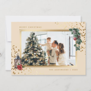 Elegante Wasserfarbfoto-Weihnachtskarten Feiertagskarte