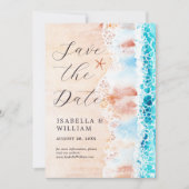 Elegante Wassermalerei Strandbild zum Datum speich Save The Date (Vorderseite)