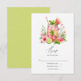 Elegante Wassermelonen-Mojito-Floral-Hochzeit RSVP Karte
