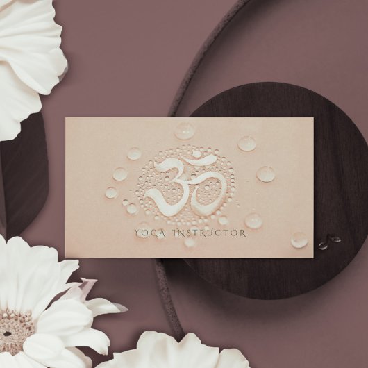 Elegante Wassertropfen mit OM Symbol YOGA Instruct Visitenkarte