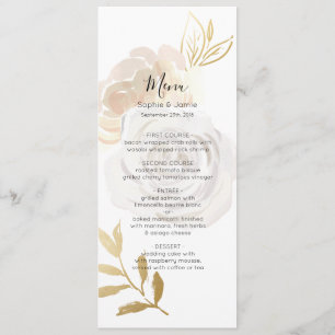 Elegante Water Color Rose Wedding Menu Card Menükarte
