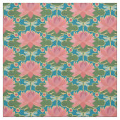 Elegante Water Lilies Dragonfly auf Deep Blue Fabr Stoff (Muster)