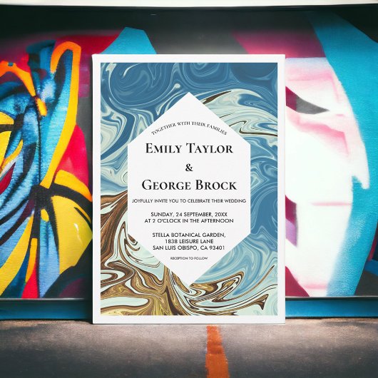 Elegante Watercolor Abstrakte Hochzeit Einladung
