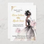 Elegante Watercolor American Bride Wedding Einladung (Vorne/Hinten)