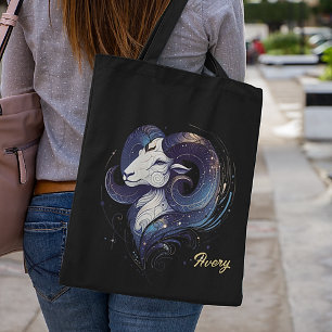 Elegante Watercolor Aries Zodiac Black Tasche