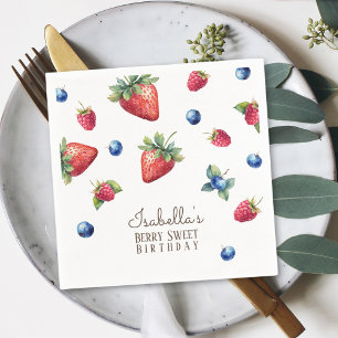 Elegante Watercolor Baby Girl Berry Serviette