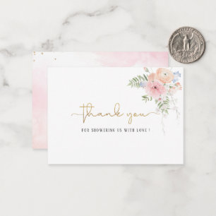 Elegante Watercolor Baby Girl Gold Pink Flora Tha Mitteilungskarte