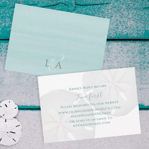 Elegante Watercolor Beach Sand Dollar Via Website RSVP Karte