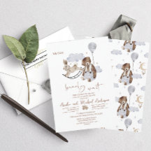 Elegante Watercolor Bear Teddy Babydusche