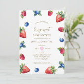Elegante Watercolor Berry Sweet Baby Shower Einladung (Stehend Vorderseite)