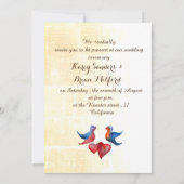 Elegante Watercolor Birds Hochzeiten Einladungen (Rückseite)