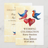 Elegante Watercolor Birds Hochzeiten Einladungen (Vorne/Hinten)