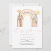 Elegante Watercolor Bläsernchen Rainbow Baby Showe Einladung (Vorderseite)