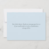 Elegante Watercolor Blätter Baby Boy Blue Dankeskarte (Rückseite)