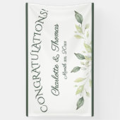 Elegante Watercolor Blätter Hochzeit Herzlichen Gl Banner (Vertikal)