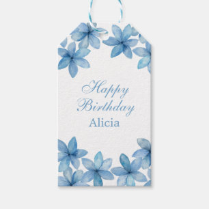 Elegante Watercolor Blau Blume jedes Alters Geburt Geschenkanhänger
