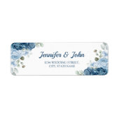 Elegante Watercolor Blaue Rose Rücksendeadresse (Vorne)