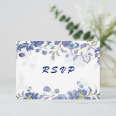 Elegante Watercolor Blauer Blumenstrauß Botanische RSVP Karte (Stehend Vorderseite)