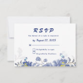 Elegante Watercolor Blauer Blumenstrauß Botanische RSVP Karte (Rückseite)