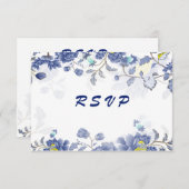 Elegante Watercolor Blauer Blumenstrauß Botanische RSVP Karte (Vorne/Hinten)