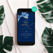 Elegante Watercolor Blue Bow Baby Shower Einladung