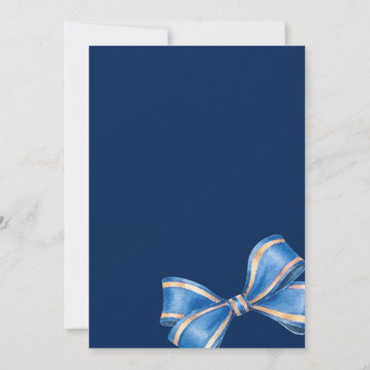 Elegante Watercolor Blue Bow Baby Shower Einladung (Rückseite)