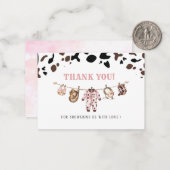 Elegante Watercolor Blue Bow Band Baby Dusche No Mitteilungskarte (Vorderseite/Rückseite Beispiel)