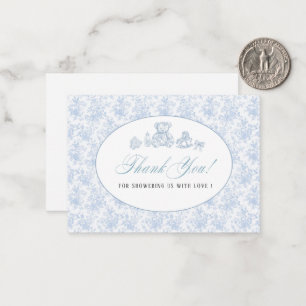 Elegante Watercolor Blue Bow Toys Baby Dusche Mitteilungskarte