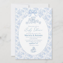 Elegante Watercolor Blue Bow Toys Boy Baby Shower