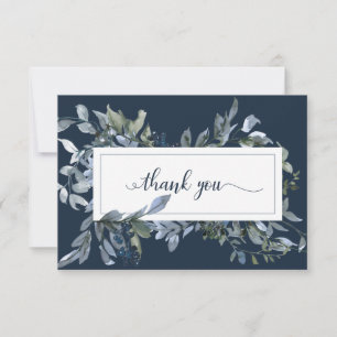Elegante Watercolor Blue Floral Beerdigung Danke