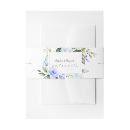 Elegante Watercolor Blue Flowers Rahmen Wedding Einladungsbanderole