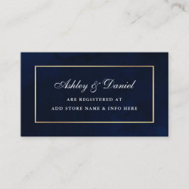 Elegante Watercolor Blue Gold Wedding Registry Begleitkarte