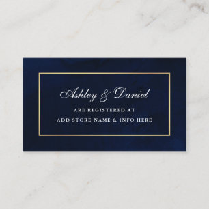 Elegante Watercolor Blue Gold Wedding Registry Begleitkarte