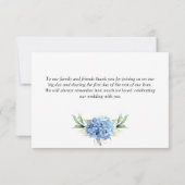 Elegante Watercolor Blue Hydrangea Blume Einfach Dankeskarte (Rückseite)