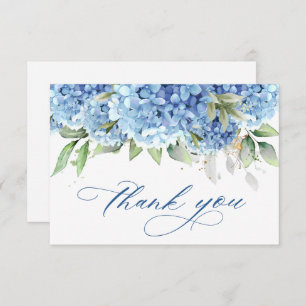Elegante Watercolor Blue Hydrangea Blume Einfach Dankeskarte