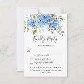 Elegante Watercolor Blue Hydrangea Blume Hochzeit RSVP Karte (Vorderseite)